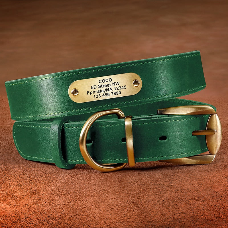 Real Leather Dog Collar Engraved