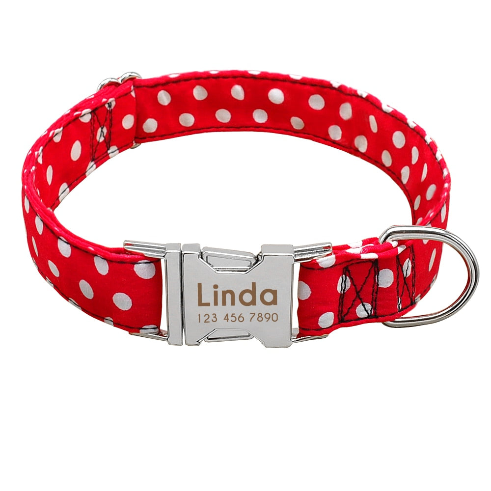 Polka Dot Collar with Engraved ID