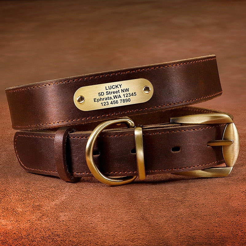 Real Leather Dog Collar Engraved
